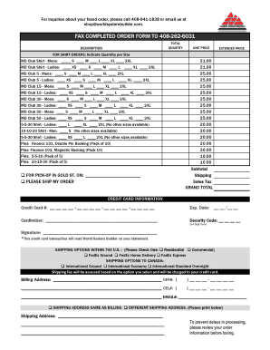 MD Club Shirt Order Form