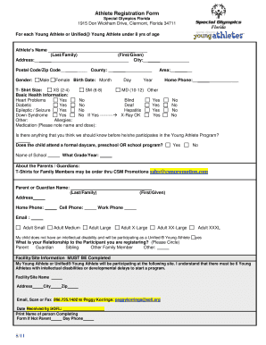 Special Olympics Florida Athlete Registration Form