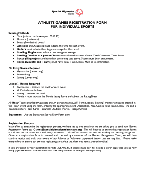 Athlete Games Registration Form