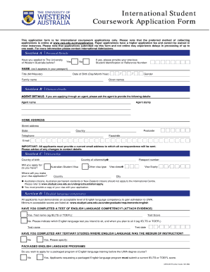 International Student Coursework Application Form