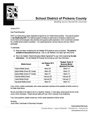 Job Shadow 2014 Agreement