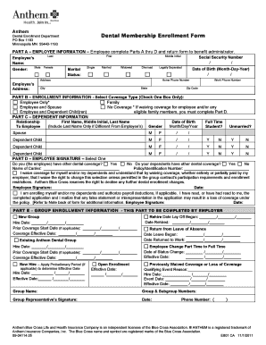 Anthem Dental Membership Enrollment Form