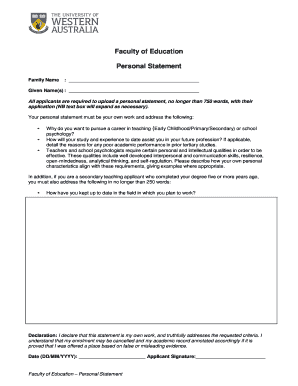 Faculty of Education Personal Statement