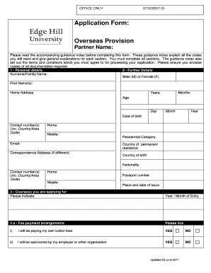 Application Form Overseas Provision Partner Name - shelton edu