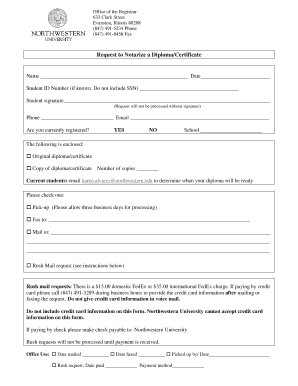 Request to Notarize a Diploma/Certificate