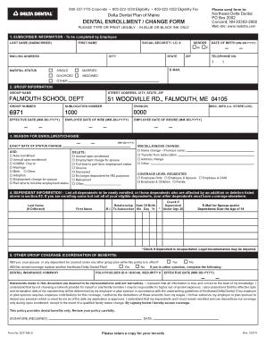 Delta Dental Enrollment Change Form