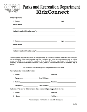 Child Camp Medical and Waiver Form