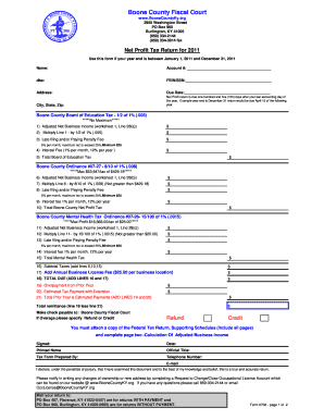 Boone County Net Profit Tax Return