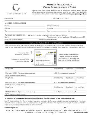 Member Prescription Claim Reimbursement Form