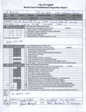 Retail Food Establishment Inspection Report