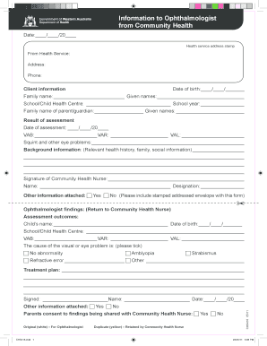 Ophthalmologist Referral Form