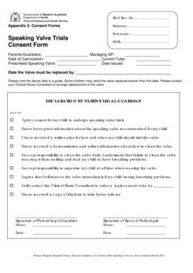 Speaking Valve Trial Consent Form
