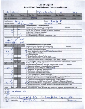Retail Food Establishment Inspection Report