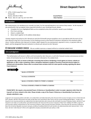 Long-Term Care Direct Deposit Form
