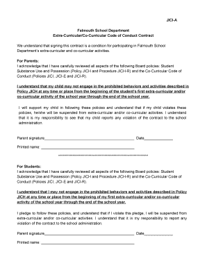 Falmouth School Department Code of Conduct Contract