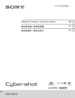 Sony DSC-WX10 Camera Owner's Record