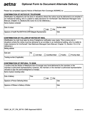 Notice of Medicare Non-Coverage Confirmation Form
