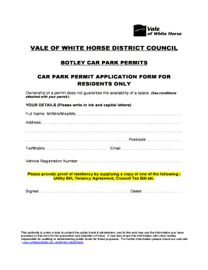 Botley Car Park Permit Application Form