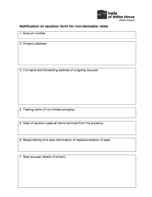 Non-Domestic Vacation Notification Form