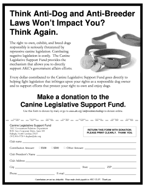 Canine Legislative Support Fund Donation Form