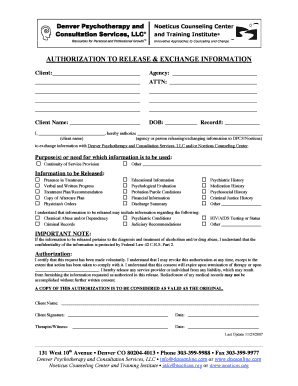 Authorization to Release and Exchange Information
