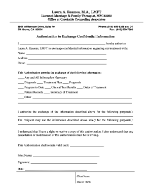 Authorization to Exchange Confidential Information