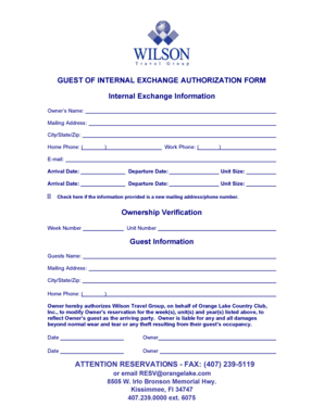Guest of Internal Exchange Authorization Form