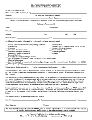 Professional Renewal Center Authorization to Exchange Information