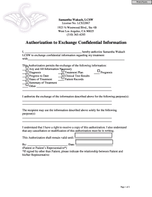 Authorization to Exchange Confidential Information