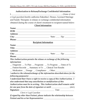 Authorization to Release Confidential Information