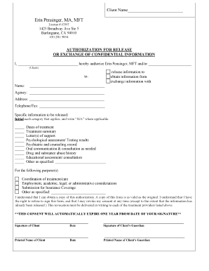 Authorization for Release of Confidential Information