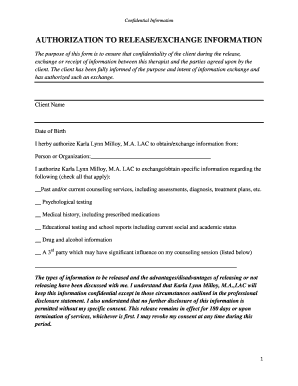 Confidential Information Release Authorization