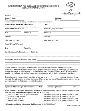 Authorization for Exchange of Health and Education Information