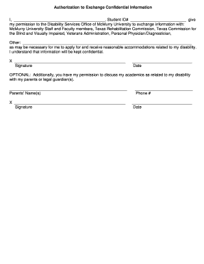 Authorization to Exchange Confidential Information