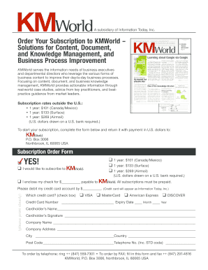 KMWorld Subscription Order Form