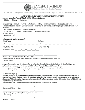 Authorization for Release of Information