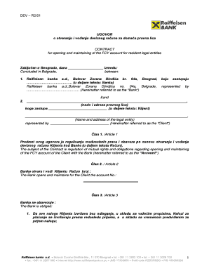 Contract for Opening and Maintaining FCY Account