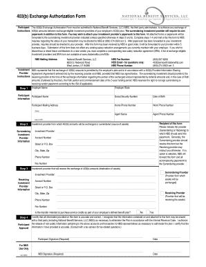 403(b) Exchange Authorization Form