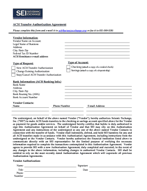 ACH Transfer Authorization Agreement