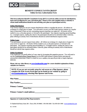 Benefit Consultants Group Online Services Authorization Form