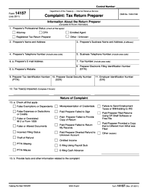 IRS Form 14157 Complaint Tax Return Preparer