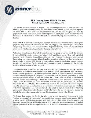 IRS Form 1099-K Notice