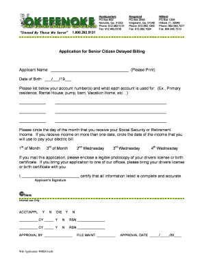 Senior Citizen Delayed Billing Application