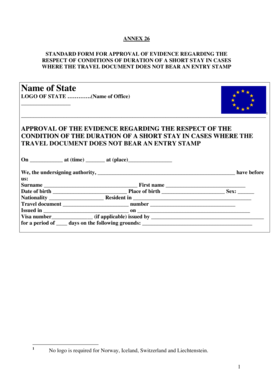 EU Short Stay Duration Approval Form