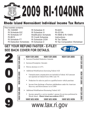 Rhode Island Nonresident Individual Income Tax Return
