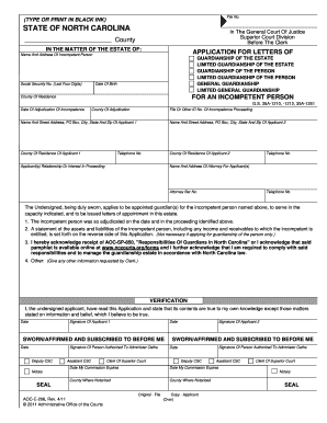 North Carolina Guardianship Application