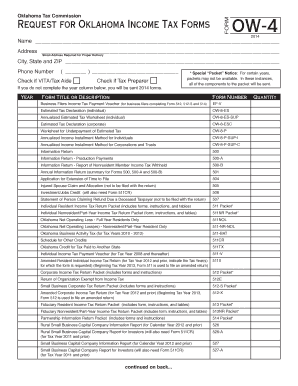 Oklahoma Income Tax Form Request