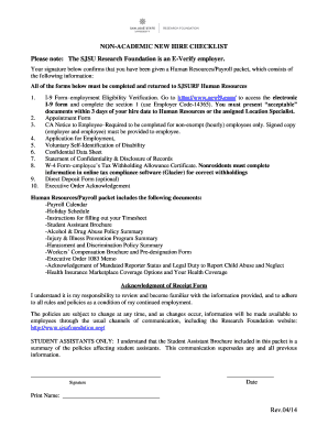 Non-Academic New Hire Checklist