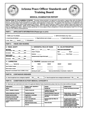 Arizona Peace Officer Medical Examination Report