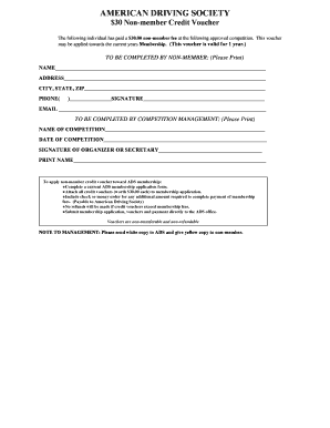 American Driving Society Non-Member Credit Voucher